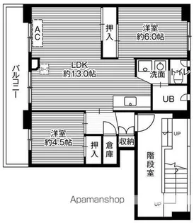 ビレッジハウス大成1号棟【4階】の間取り